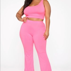 I'm Rare Matching Pant Set - Neon Pink